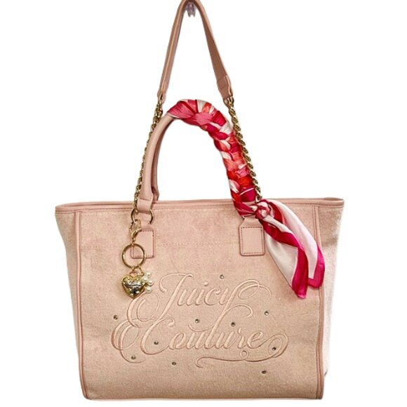 NWT Juicy Couture Crystal Pink Diamond Tote Shoulder Bag with Scarf & Bag Charm - Picture 14 of 14
